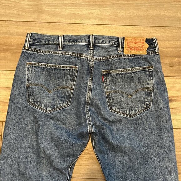 Men's Levis 501 Original Fit Denim Jeans SZ 38x30 Blue Button Fly Modern Red Tab - Picture 8 of 10